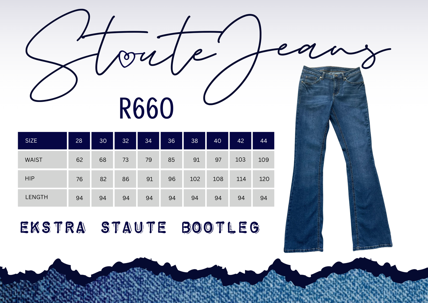 Staute Jeans Extra Length bootleg